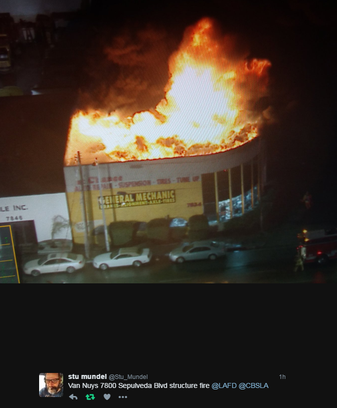 fire through the roof of building