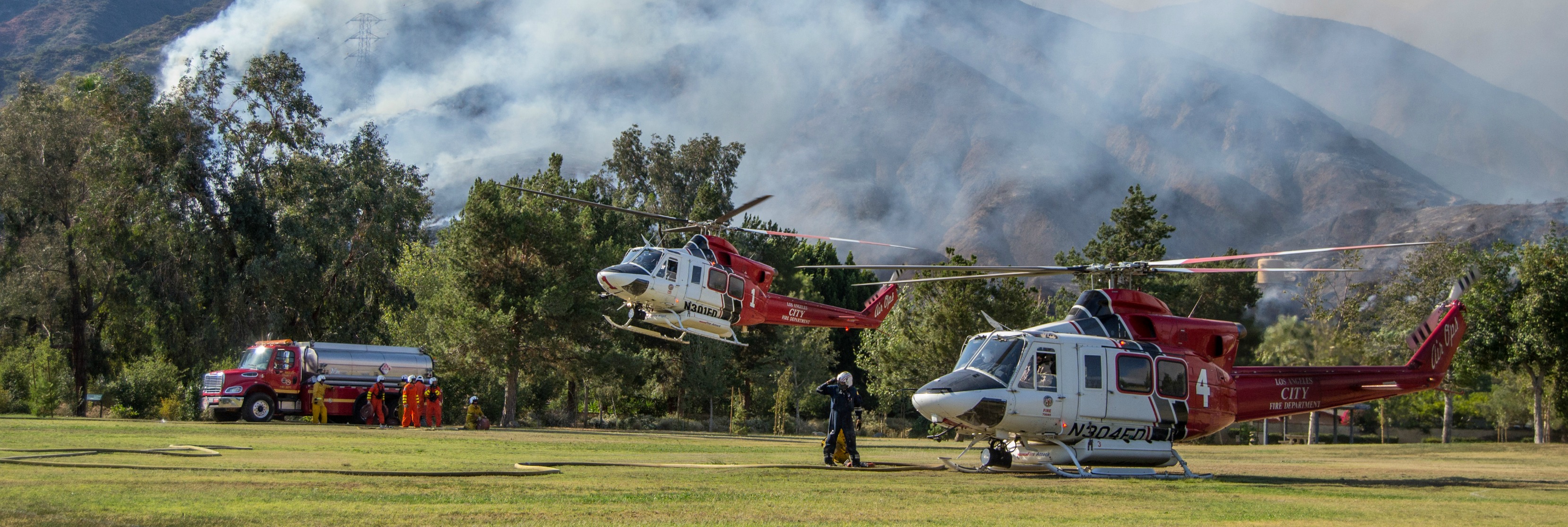 LAFD Air Ops refilling during the San Gabriel Complex Fire 6.20.16