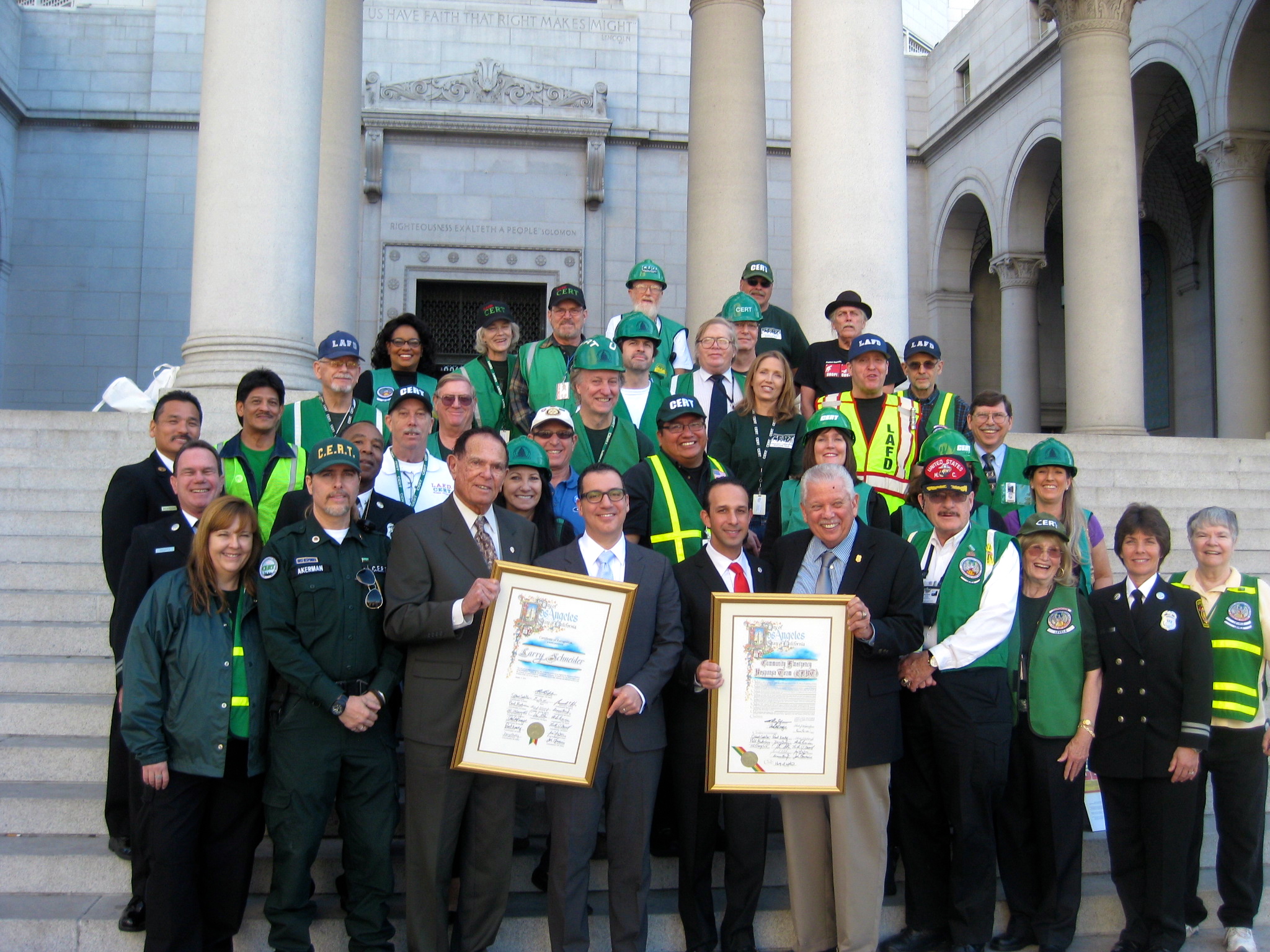 Frank Borden among other CERT members receiving certificate