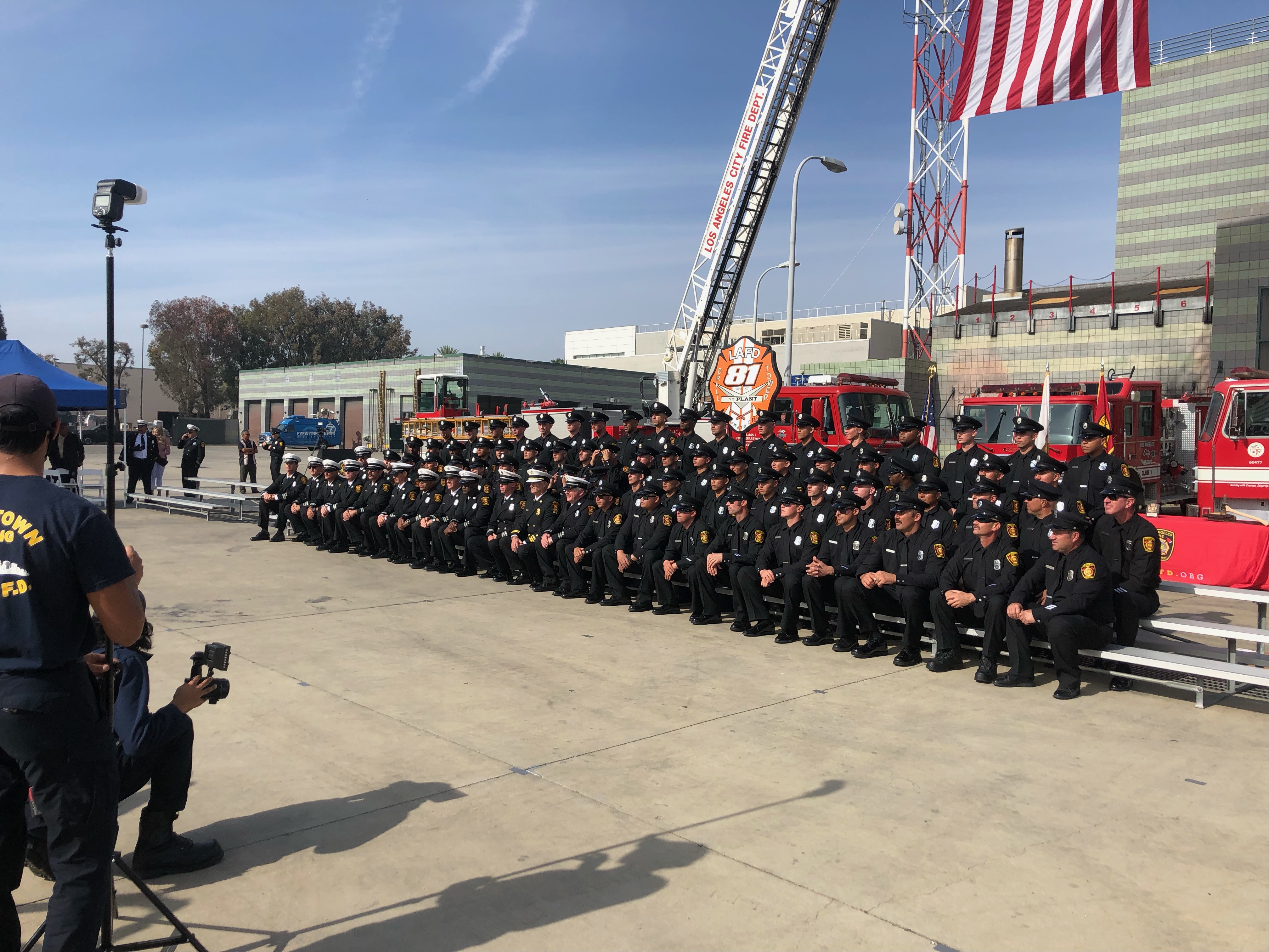 Class Photo, Recruits seated in tiers on several rows of benches